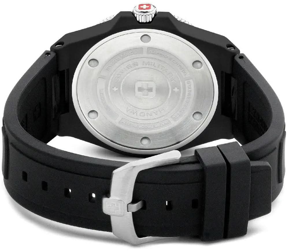 Herrklocka från Swiss Military med svart urtavla och svart silikonarmband