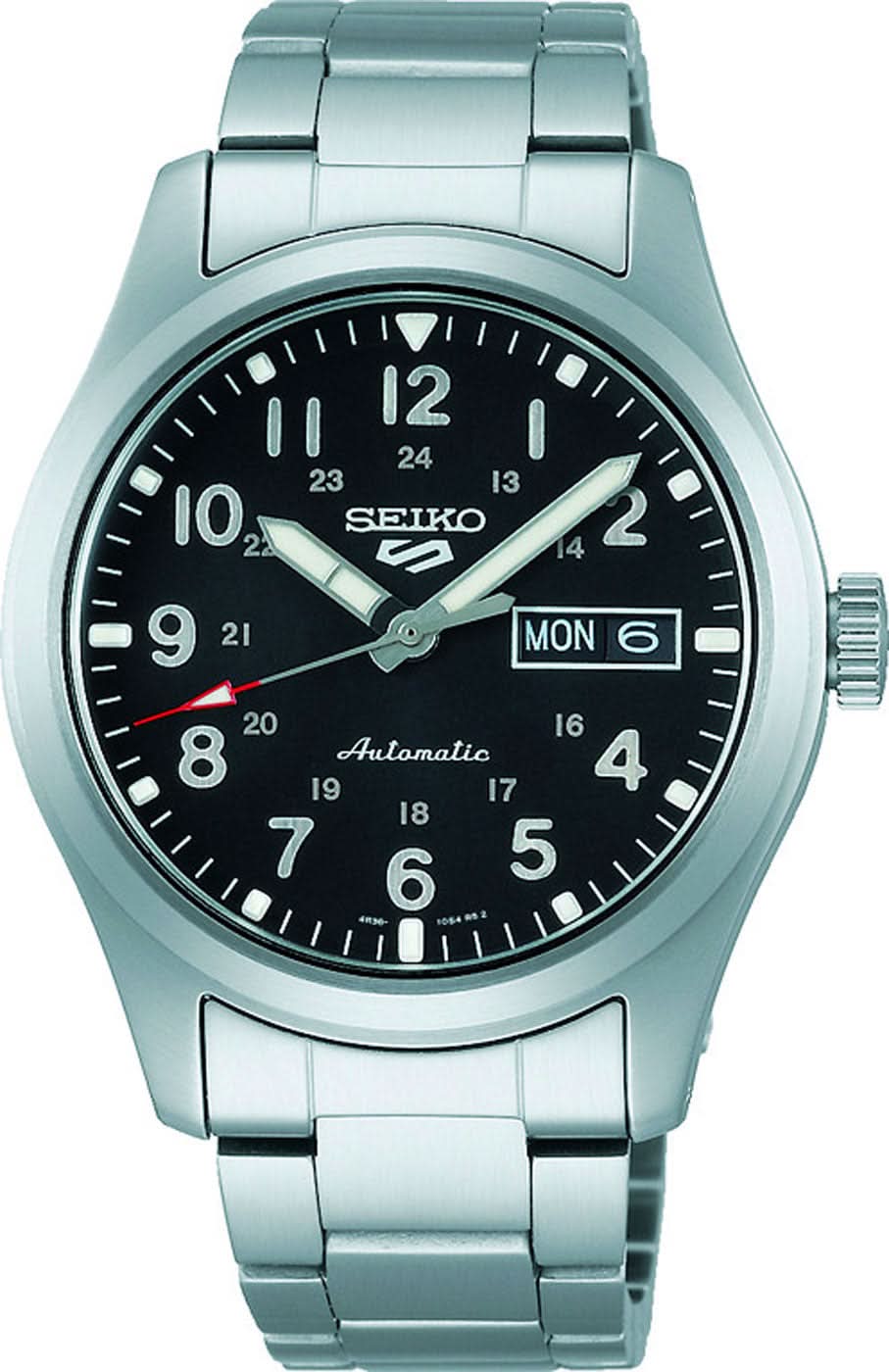 Seiko 5 Sports herrur med blågrön urtavla och metallarmband, datum