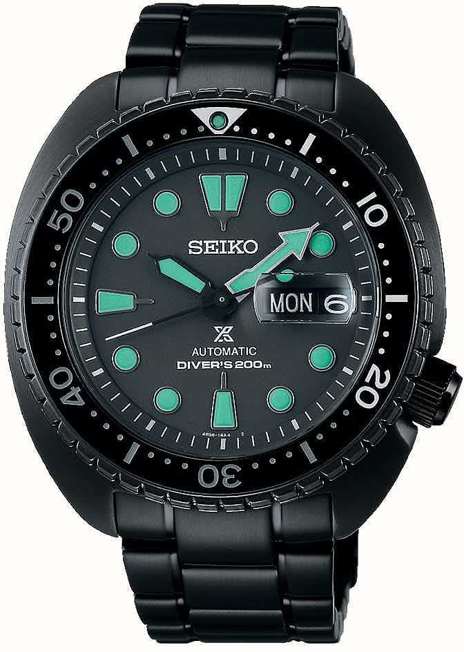 Seiko Prospex herrur med svart keramiskt armband och grön dykartavla