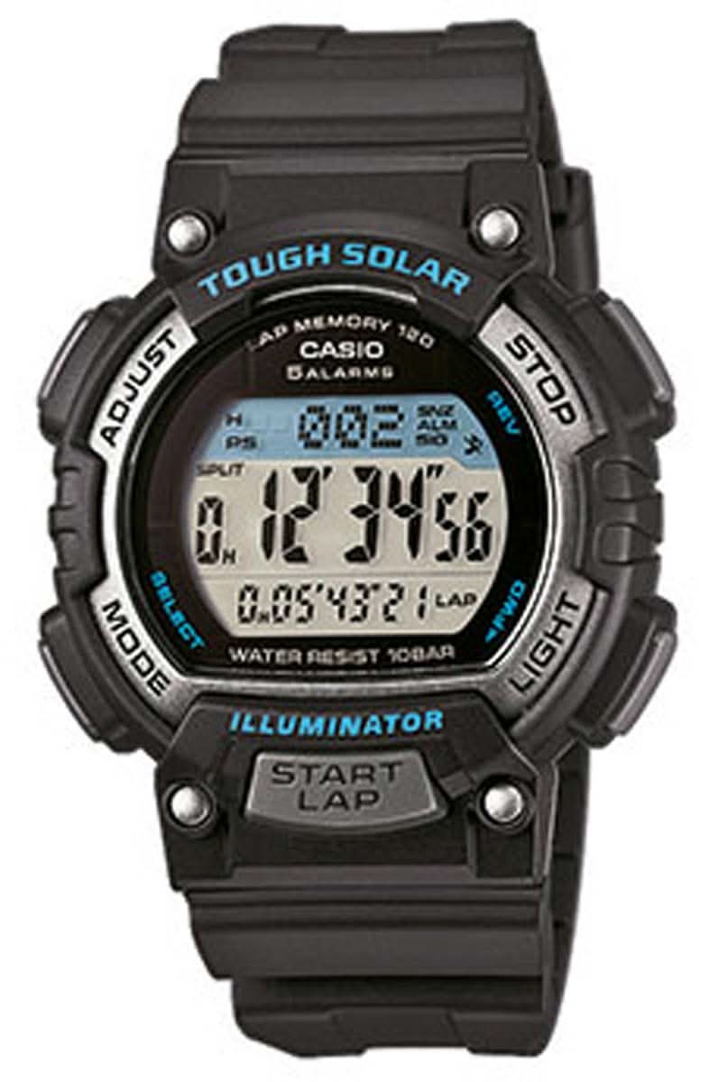 Svart damklocka med digital Tough Solar-urtavla, armband i plast, knappar