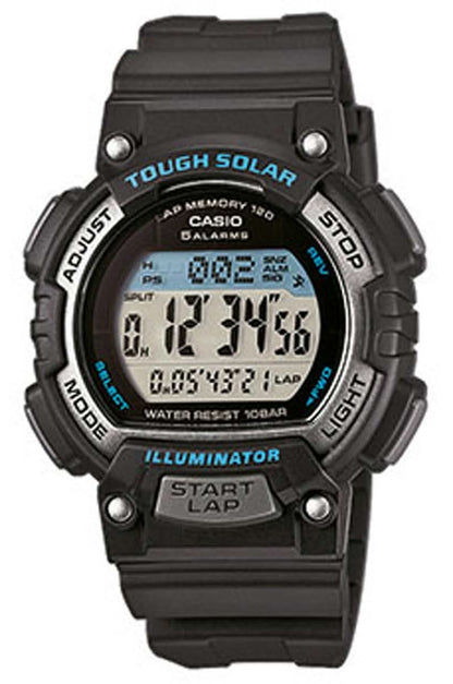 Svart damklocka med digital Tough Solar-urtavla, armband i plast, knappar