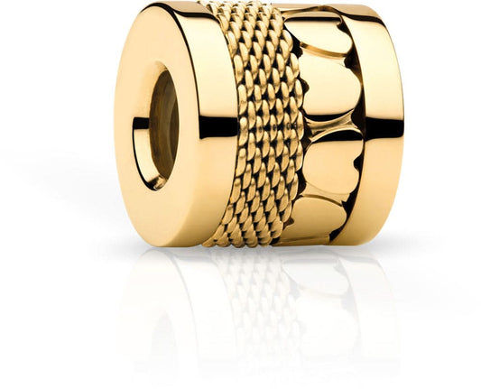 Bering Jewelry rostfritt stål hänge, guldfärgat, cylindriskt med flätat snöre