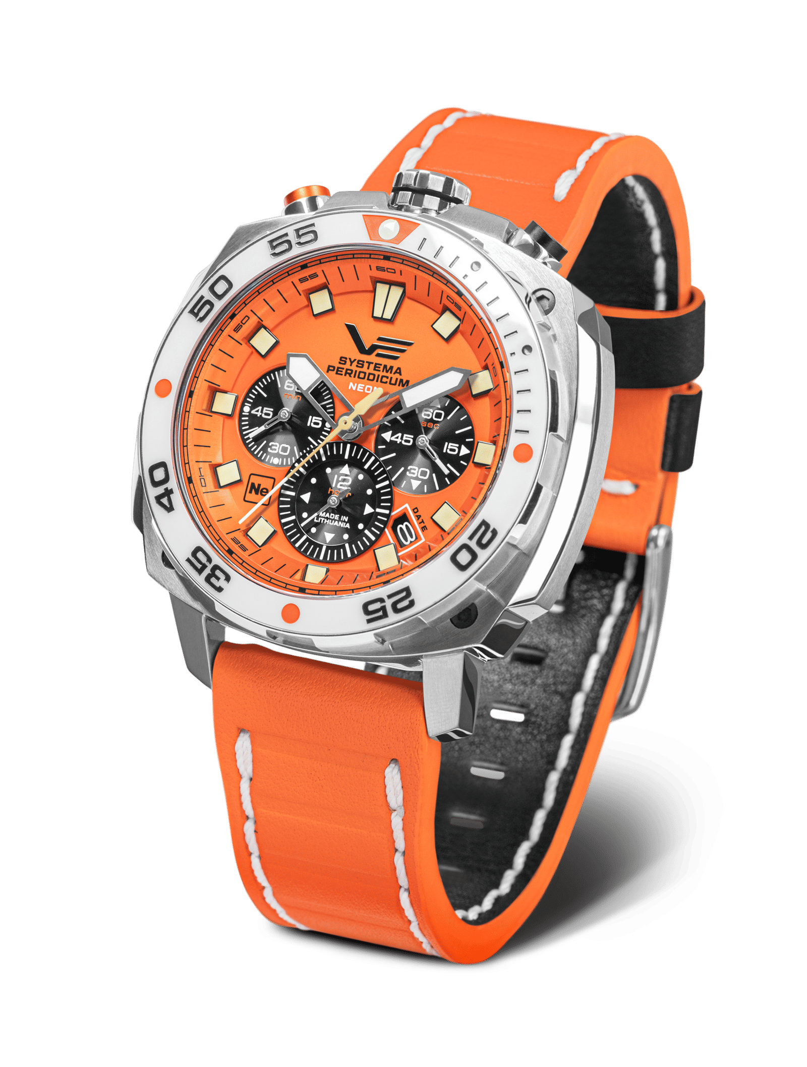 Vostok Europe herrklocka: orange urtavla, orange armband med svart undersida, 20 ATM