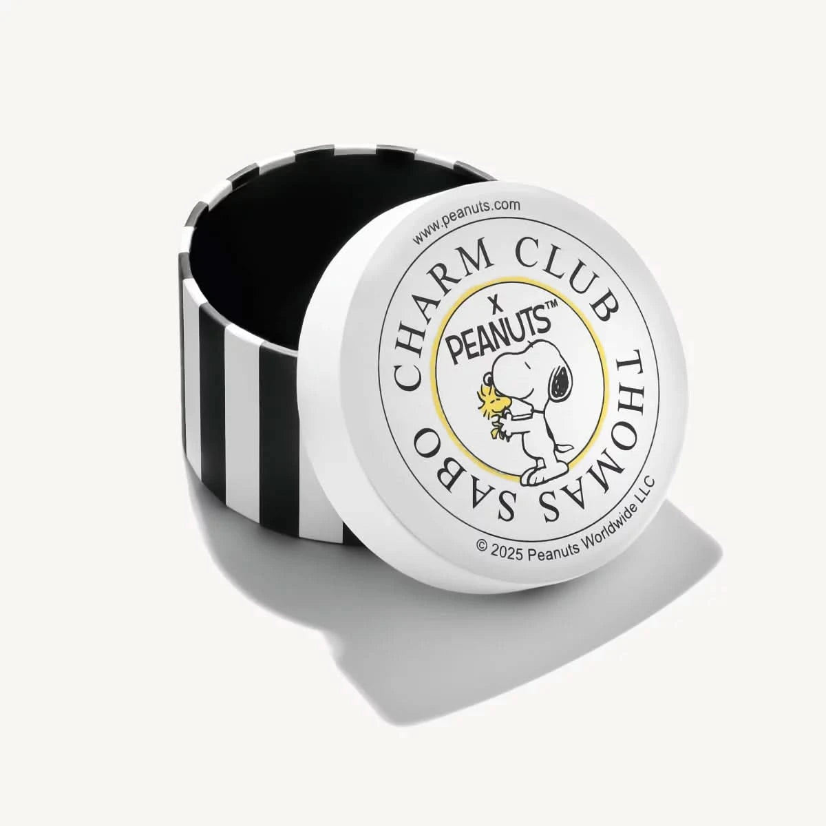 Hängande baksida med randigt metall och CHARM CLUB PEANUTS-tryck