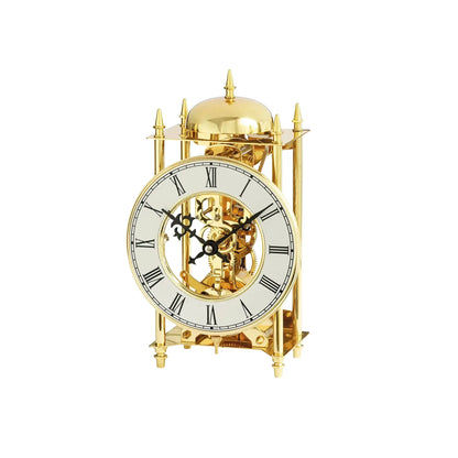Zegar stołowy szkieletowy AMS 1183 złoty • Mechanizm 14-dniowy • Odsłonięty mechanizm zegarowy