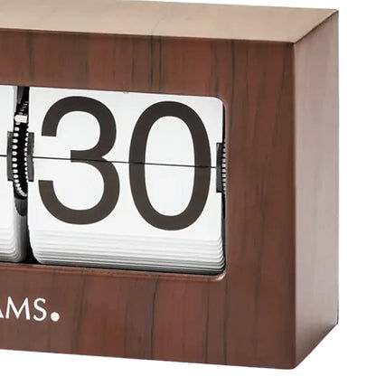 AMS Retro T1177 Zegar stołowy / Flip Clock • Wyświetlacz z klapkami • Metal i dekor orzecha włoskiego
