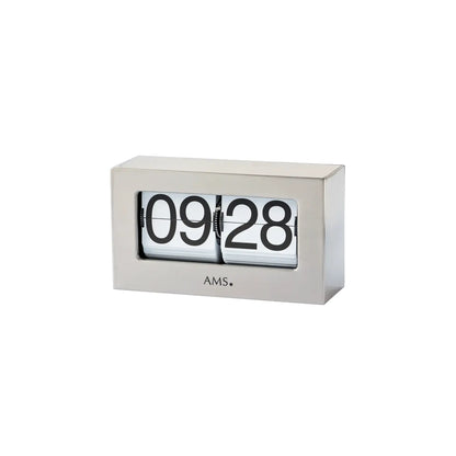 AMS T1175 Zegar stołowy / Zegar z klapkami (Flip Clock) srebrny • Mechanizm kwarcowy • Tarcza 24h