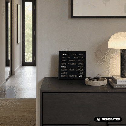 Zegar stołowy i ścienny AMS Design T1235 • Innowacyjny wyświetlacz słowny LED • Zasilacz 220V w zestawie