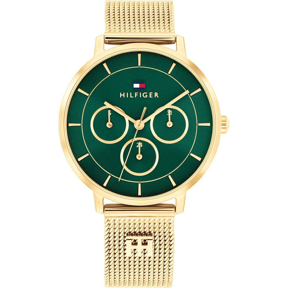 Tommy Hilfiger Tea 1782880 Damenuhr Grün • Milanaise-Armband • Smaragdgrünes Multifunktions-Zifferblatt
