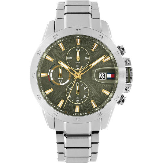 Tommy Hilfiger Jameson 1792197 Herren Armbanduhr Grün • Dual-Zeit GMT • Mineralglas