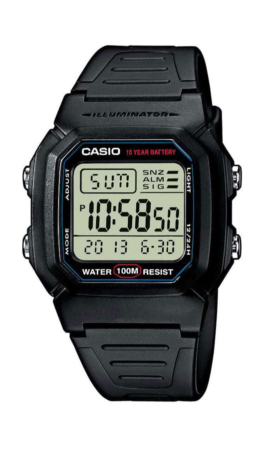 Casio digital herrklocka med svart plastarmband och digital display