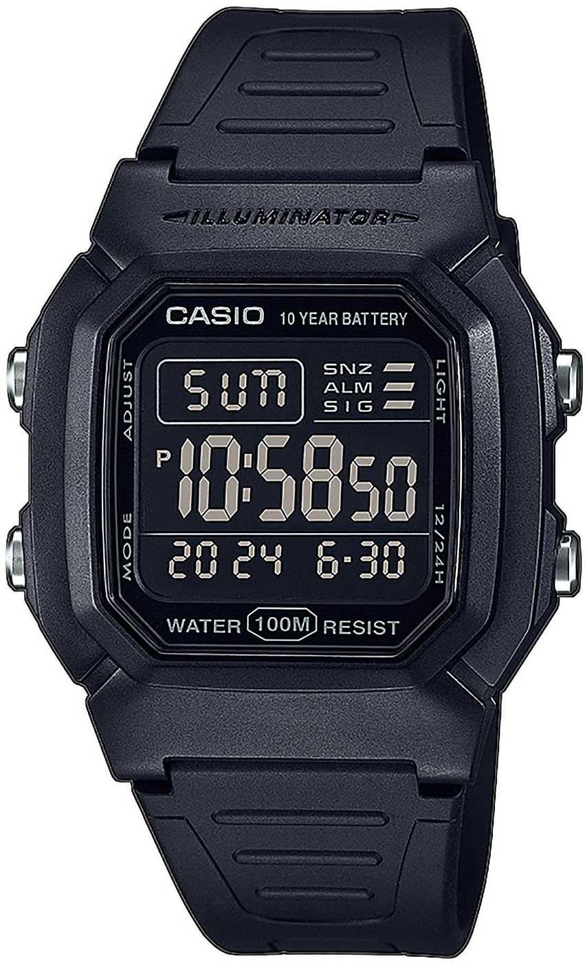 Casio digital klocka W-800H med 10-års batteri, svart armband, LCD-display