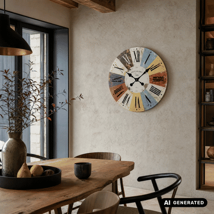 Zegar ścienny AMS W9467 • Nadrukowane szkło mineralne • Mechanizm kwarcowy