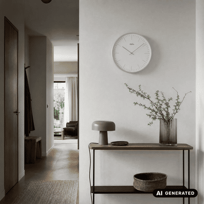 AMS W9540 Zegar ścienny srebrny • Wypukłe szkło mineralne • Aluminiowy pierścień przedni