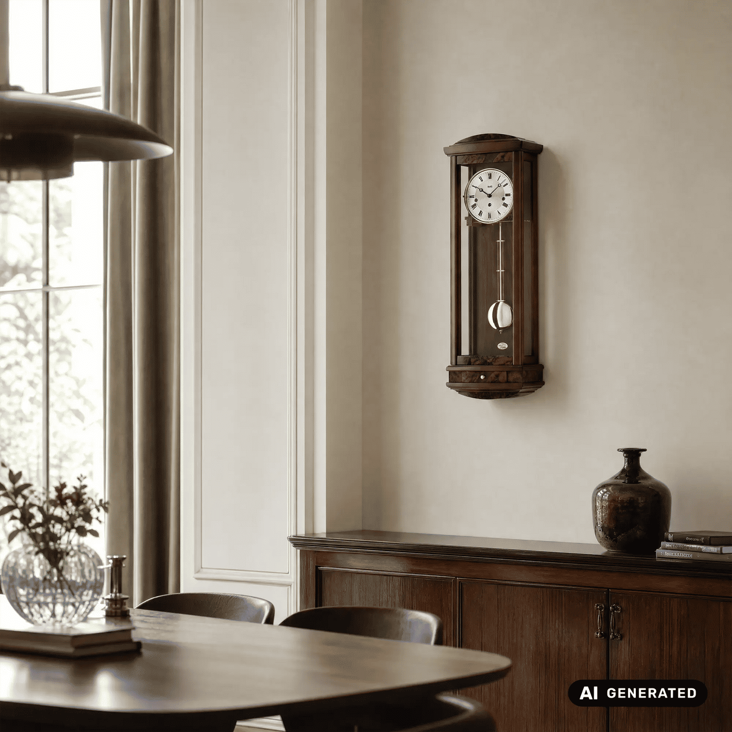 Zegar ścienny AMS Regulator R2607/1 orzech • 8-dniowy mechanizm Westminster • Automatyczne wyłączanie bicia na noc