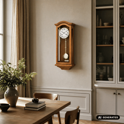 Zegar ścienny AMS Regulator R696/9, drewno wiśniowe • 14-dniowy mechanizm BimBam • Obudowa z litego drewna