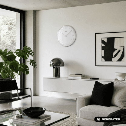AMS W9540 Zegar ścienny srebrny • Wypukłe szkło mineralne • Aluminiowy pierścień przedni
