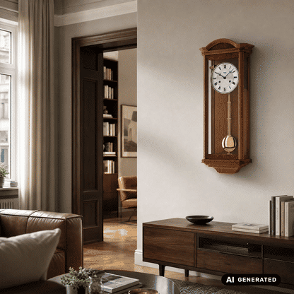 Zegar ścienny AMS Regulator R663/9, drewno wiśniowe • 14-dniowy mechanizm BimBam • Obudowa z litego drewna