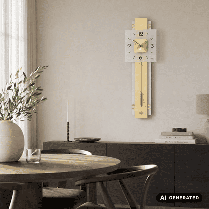 Zegar wahadłowy AMS W7301 zegar ścienny orzech/biały • mechanizm kwarcowy z wahadłem • szkło mineralne