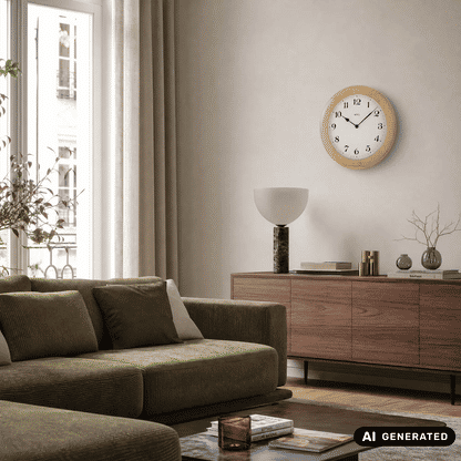 Zegar ścienny AMS W929/16 olcha • Rama z litego drewna olchowego • Szkło mineralne