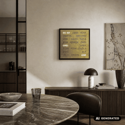 AMS T1271 Zegar ścienny mosiądz antyczny • Zegar słowny z wyświetlaczem LED • Zasilanie sieciowe 220V