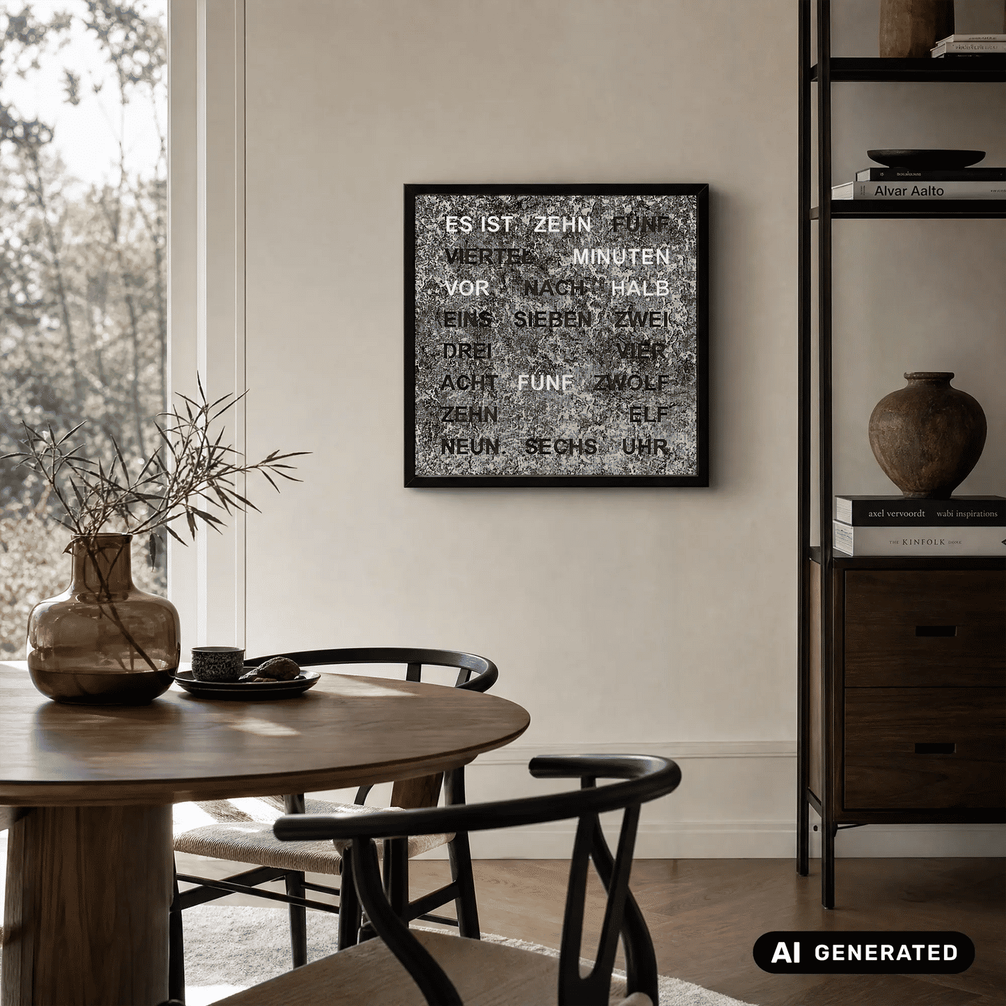 AMS Design 1269 Zegar ścienny słowny • Metal • Wyświetlacz czasu LED