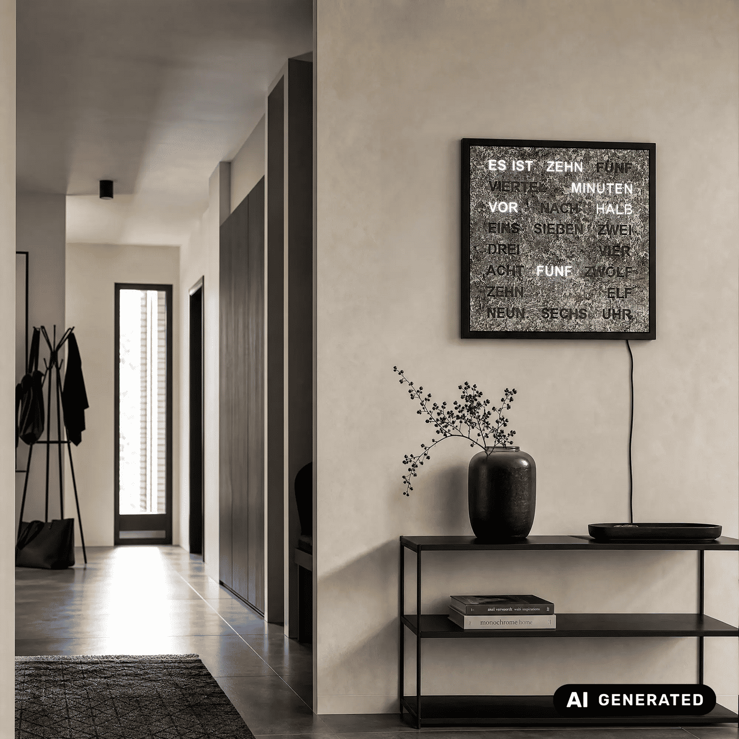 AMS Design 1269 Zegar ścienny słowny • Metal • Wyświetlacz czasu LED