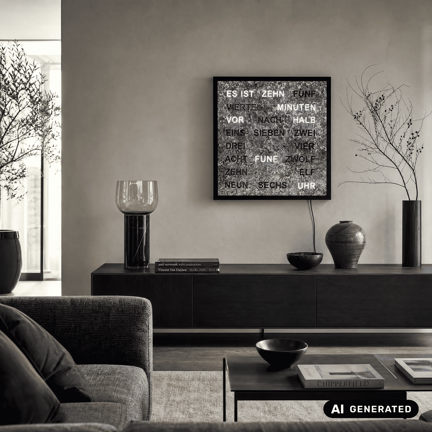 AMS Design 1269 Zegar ścienny słowny • Metal • Wyświetlacz czasu LED