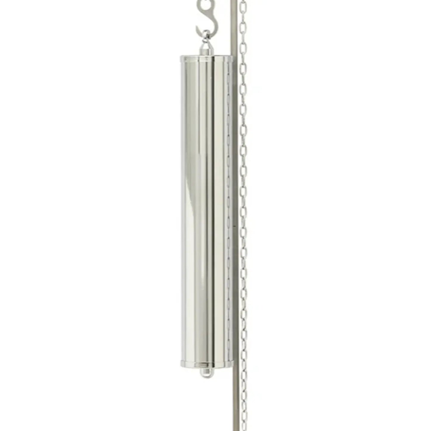 Vernickelte Pendelstange mit Kette und transparentem Zylindergehäuse