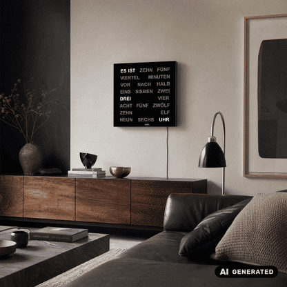 Zegar stołowy i ścienny AMS Design T1235 • Innowacyjny wyświetlacz słowny LED • Zasilacz 220V w zestawie