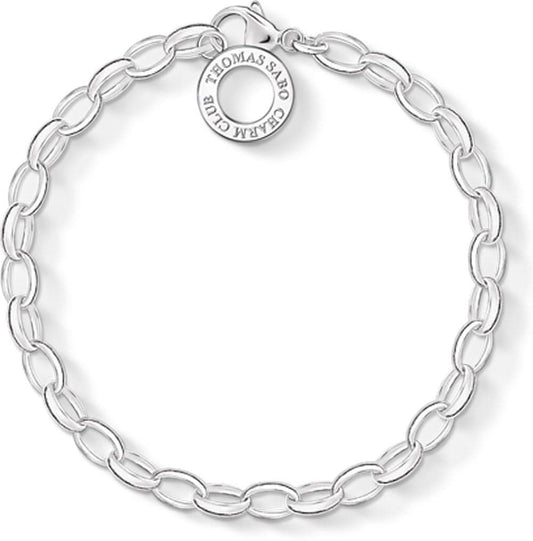 Charmarmband i 925 sterlingsilver med länkar och ett runt hänge