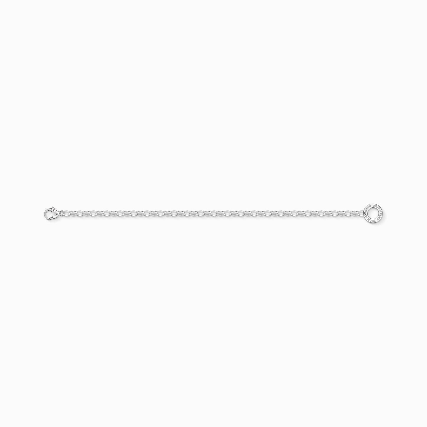 Armband i silver med länkar, lång kedja med öglor på båda sidor för stängning