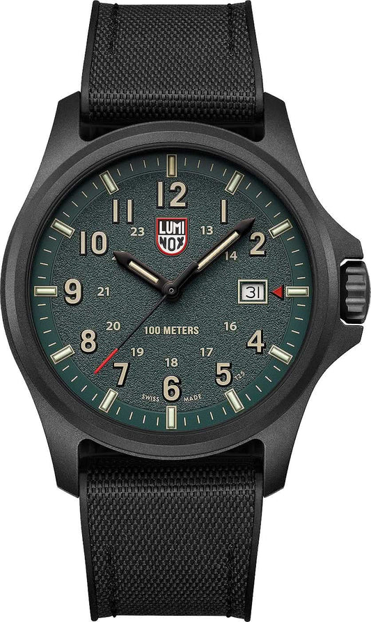 Luminox herrklocka med boett i svart, grön urtavla och svart textilarmband