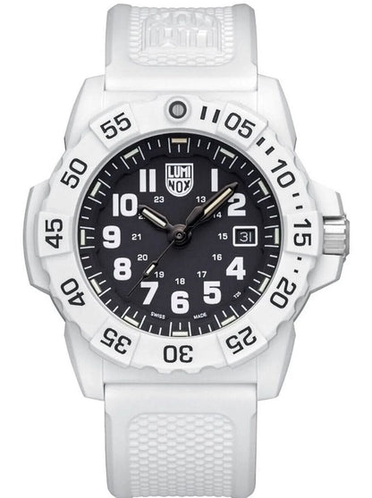 Luminox herrklocka med vitt hölje, svart urtavla och datumfönster