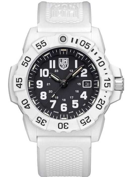 Luminox herrklocka med vitt hölje, svart urtavla och datumfönster