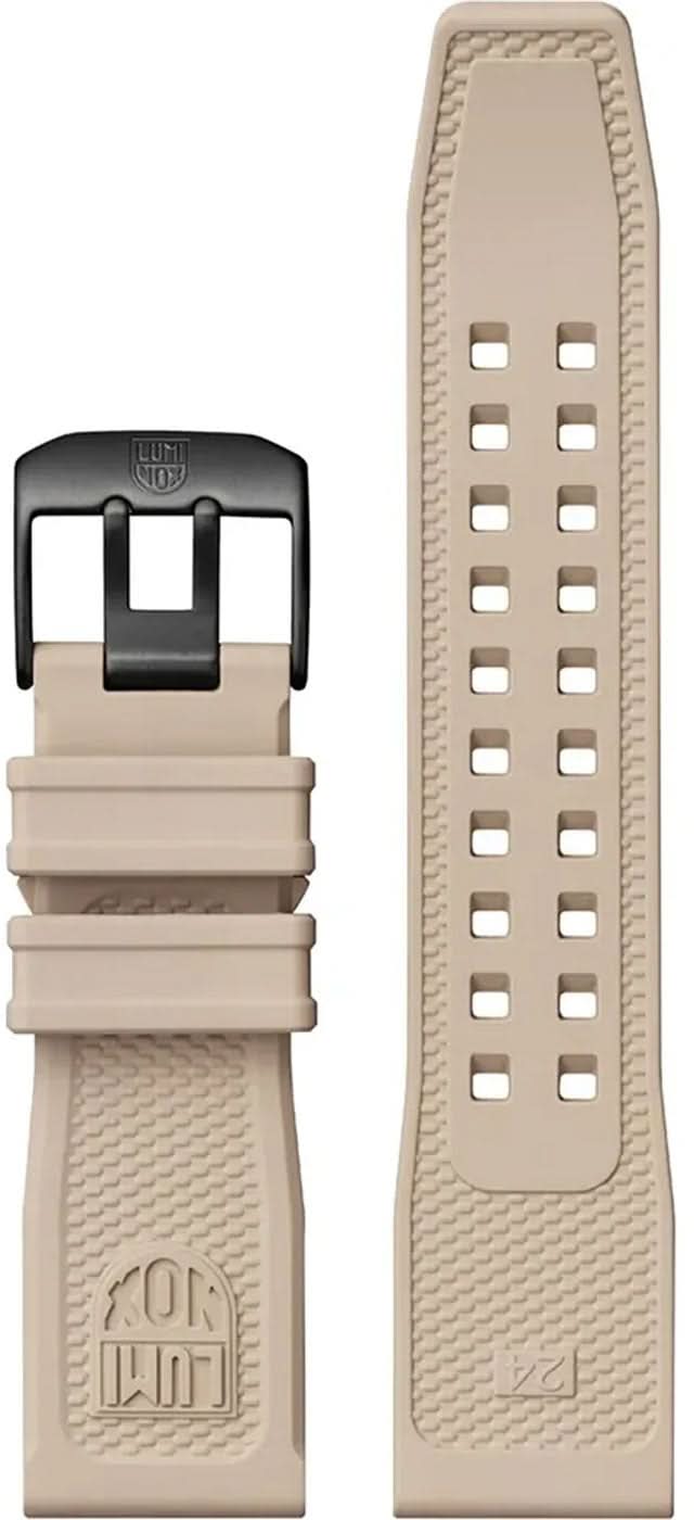Herrarmbandsur-detalj: beige band med hål och metallspänne