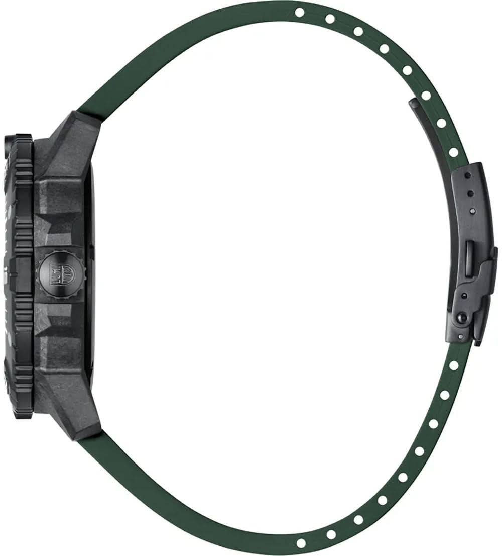 Herrarmbandsur: svart boett, mörkgrön ring och armband
