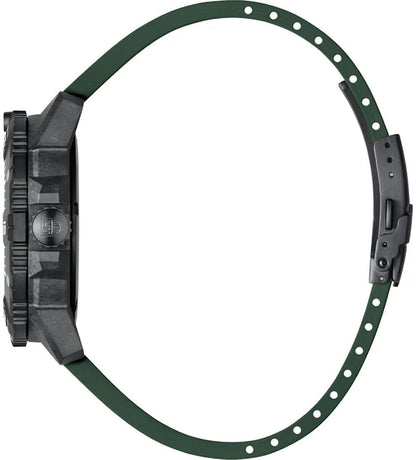 Herrarmbandsur: svart boett, mörkgrön ring och armband