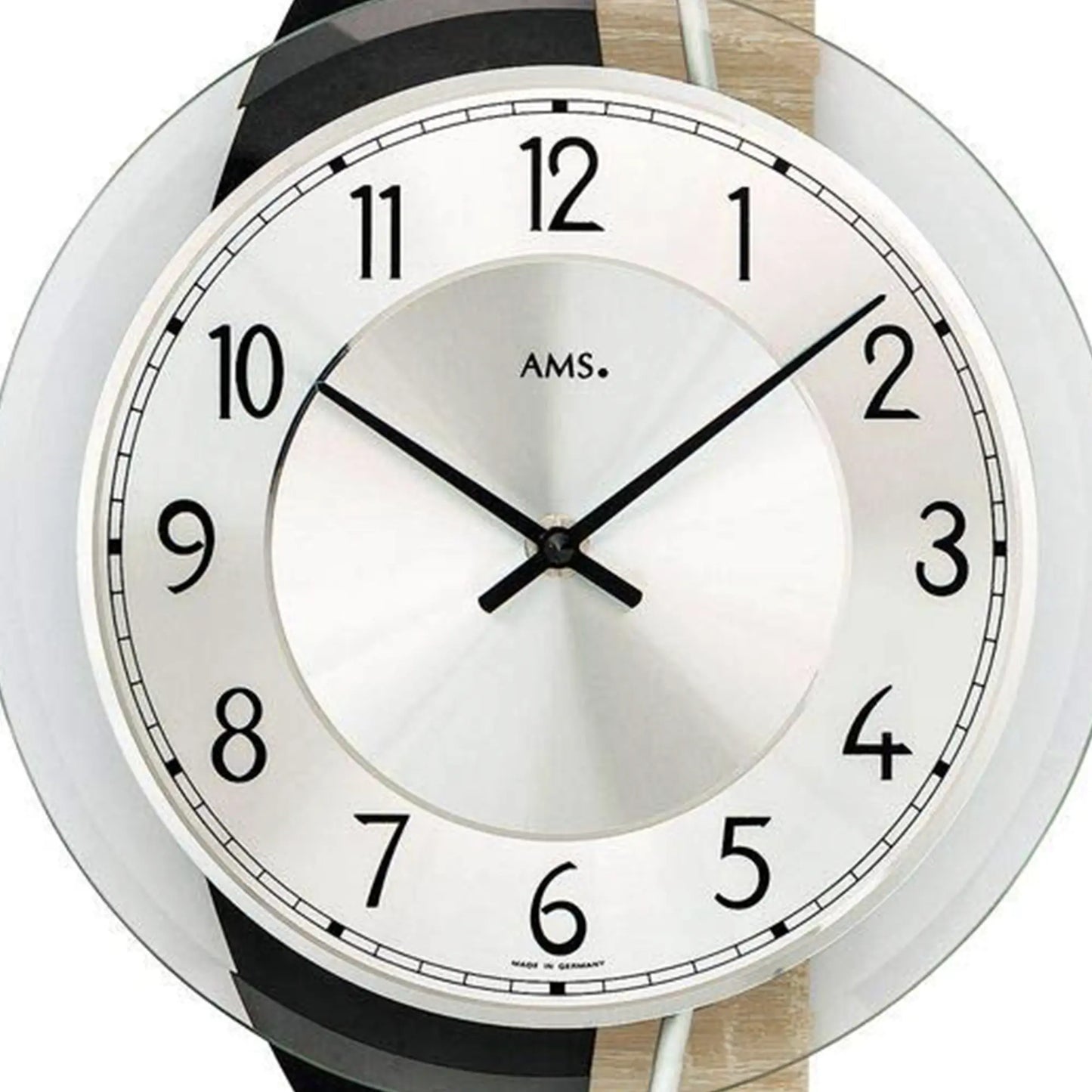 AMS 9551 Wanduhr Sonoma/Schiefer • Made in Germany • Facettiertes Mineralglas