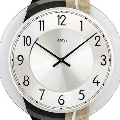 AMS 9551 Wanduhr Sonoma/Schiefer • Made in Germany • Facettiertes Mineralglas