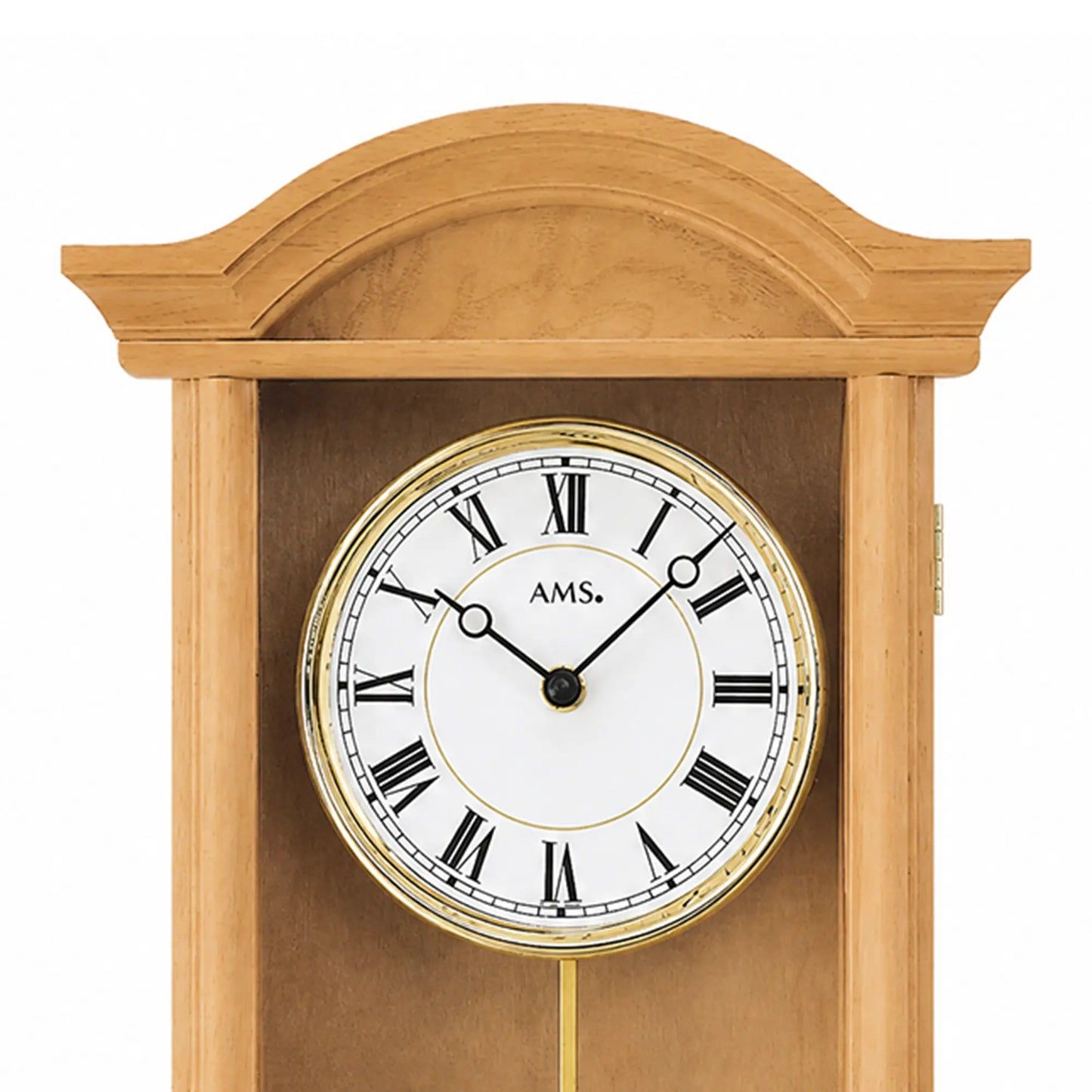 Wanduhr-Zifferblatt mit römischen Zahlen und AMS, gold eingefasster Rahmen