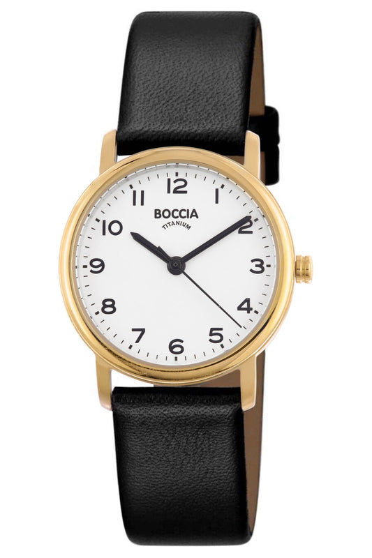 Boccia 3368-02 Damenuhr Titan Goldfarben • Mineralglas • Quarzwerk