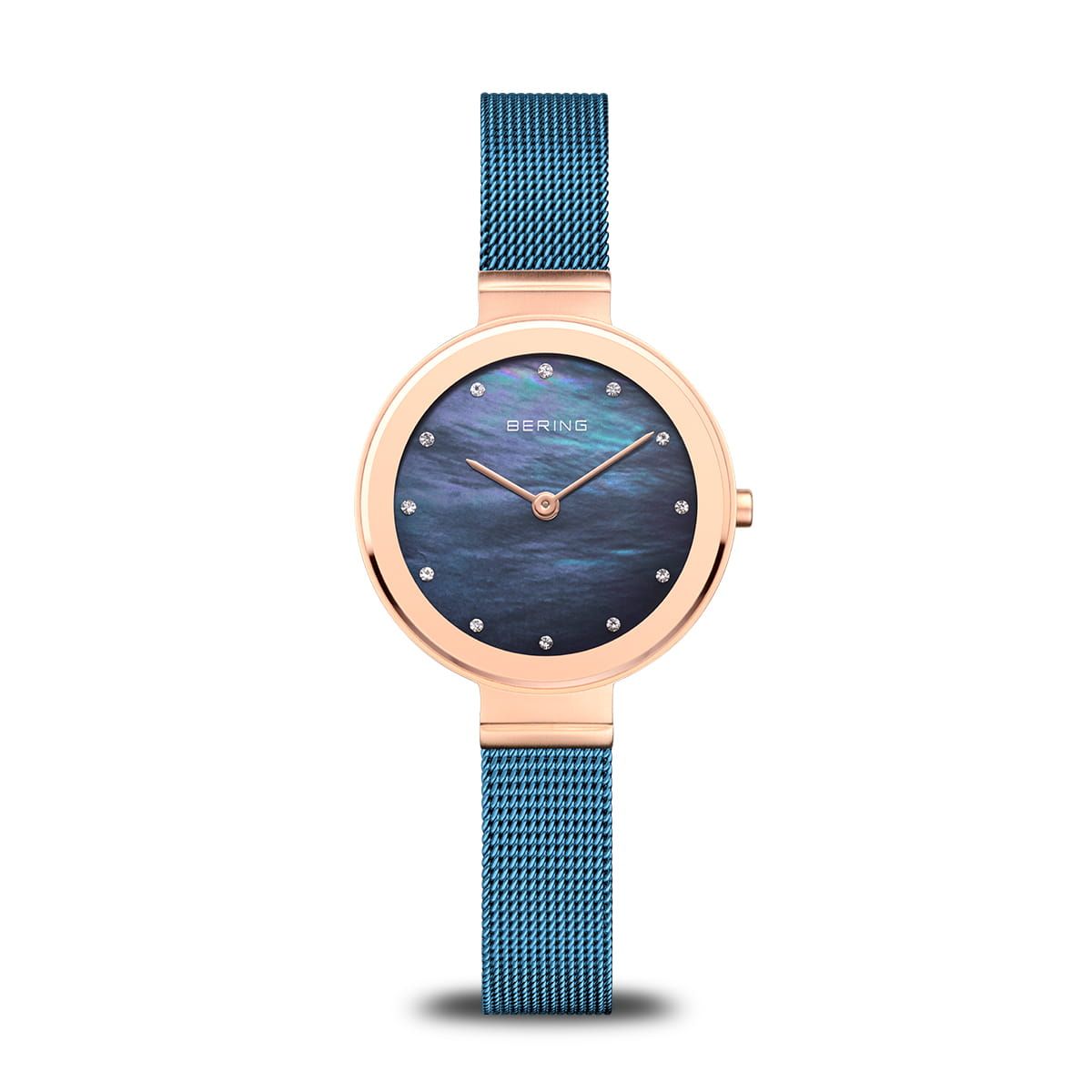Bering Classic 10128-368 Damenuhr Roségold • Saphirglas • Milanaise-Armband