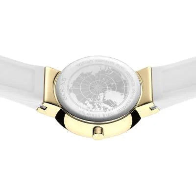 Bering Classic 10129-934 Damenuhr Goldfarben • Saphirglas • Weißes Silikonarmband, Bild 6