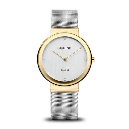 Bering Classic 10135-010 Damen Armbanduhr Bicolor • Saphirglas • Echte Diamanten