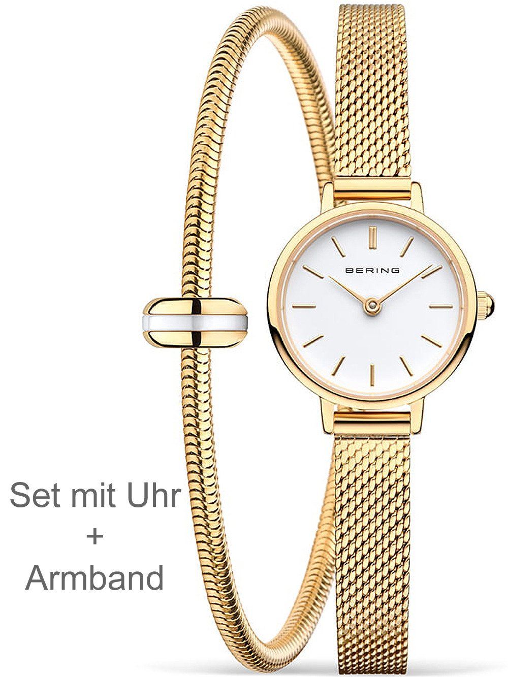 Bering Classic 11022-334-Lovely-1-GWP170 Damen Armbanduhr Gold • Saphirglas • Skandinavisches Design