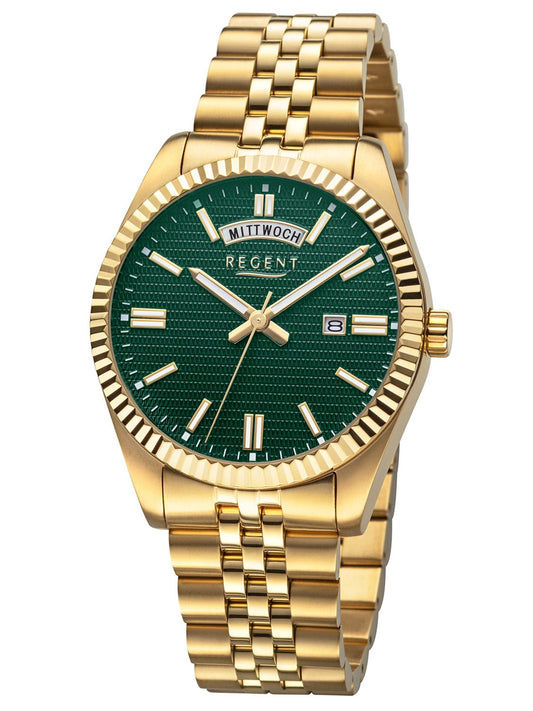 Regent BA-882 Herrenuhr Goldfarben • Mineralglas • Tag-Datum-Anzeige