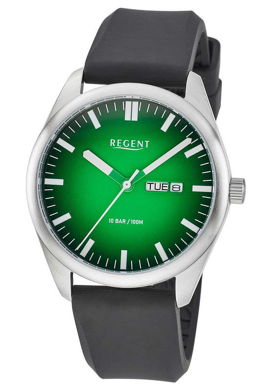 Regent F-1589 Herrenuhr Grün • Leuchtzeiger & Leuchtindizes • Mineralglas