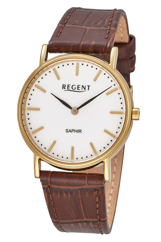 Regent F-1572 Damenuhr Braun/Goldfarben • Saphirglas • Quarzwerk