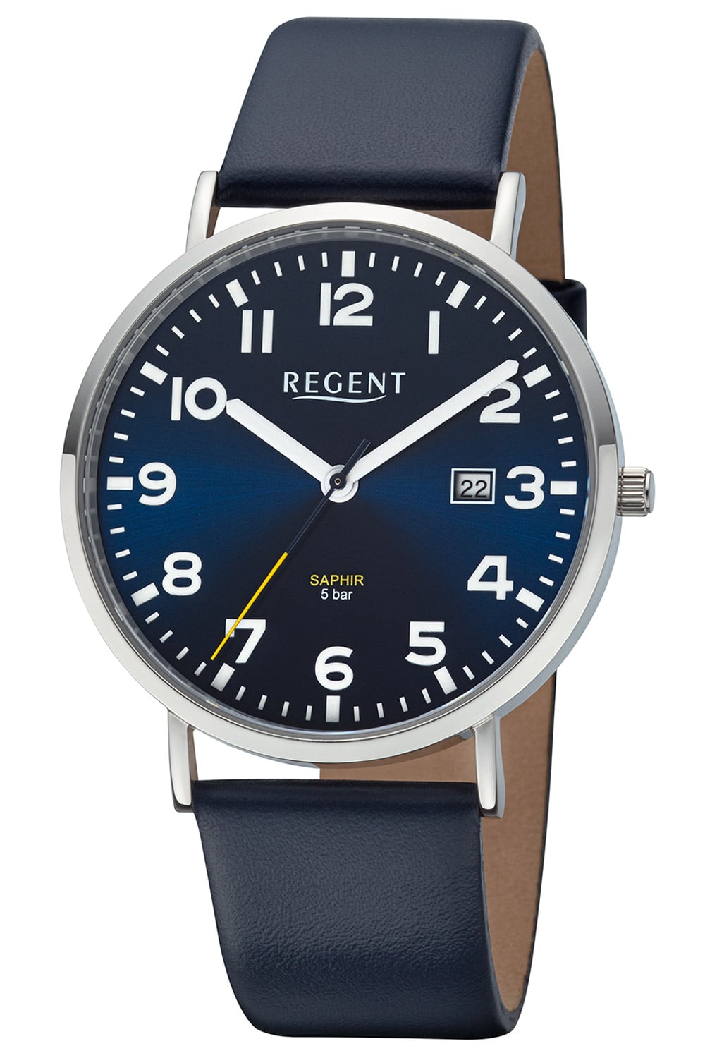 Regent F-1630 Herrenuhr Dunkelblau • Saphirglas • Leuchtzeiger mit Datum